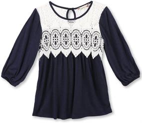 img 1 attached to Lace Overlay Wonder: Speechless Girls' Big Long Sleeve Top Delivers Utmost Elegance