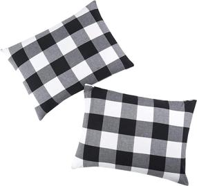 img 3 attached to Pack of 2 Pillowcases, 100% Washed Cotton Pillow Covers, Buffalo Check Gingham Plaid Geometric Checker in White Black Gray (Standard Size, 20x26 Inches) by Wake In Cloud