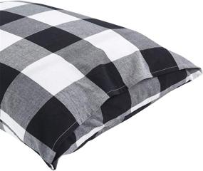 img 2 attached to Pack of 2 Pillowcases, 100% Washed Cotton Pillow Covers, Buffalo Check Gingham Plaid Geometric Checker in White Black Gray (Standard Size, 20x26 Inches) by Wake In Cloud