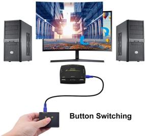 img 1 attached to 🔌 JideTech KVM Switch HDMI 2 Port Box 4K@60Hz, Audio Mic, HDMI Cables - HDMI 2.0, HDCP 2.2, HDR 10 Supported