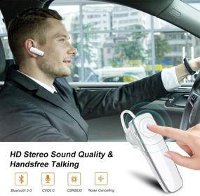 img 3 attached to 🎧 New bee V5.0 HD Stereo Ultralight Bluetooth Earpiece: 12Hrs Talktime, Wireless Handsfree Headset with Microphone for iPhone & Android - Ideal for Businessmen & Truck Drivers (White)
