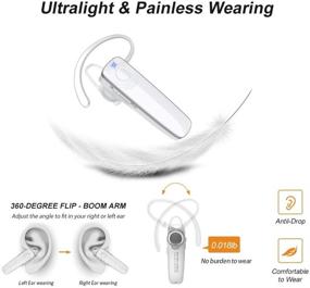 img 1 attached to 🎧 New bee V5.0 HD Stereo Ultralight Bluetooth Earpiece: 12Hrs Talktime, Wireless Handsfree Headset with Microphone for iPhone & Android - Ideal for Businessmen & Truck Drivers (White)