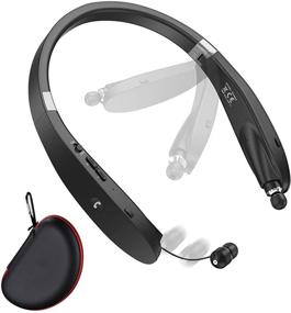 img 4 attached to 🎧 Wings Foldable Retractable Neckband Bluetooth Headphones: Wireless Earbuds with 30hrs Playback, Noise Canceling Microphones for Music, Calls, Online Class, Complete with Zippered Case