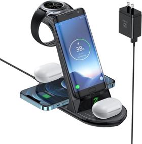 img 4 attached to 🔌 ZHIKE 4 in 1 Wireless Charger: Fast Charging Station for Samsung S20/S21, iPhone 12, Galaxy Watch, and Buds