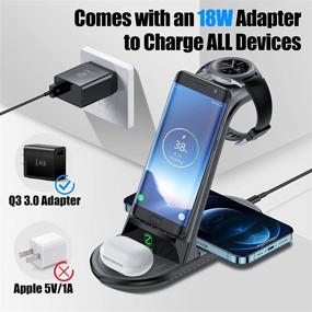 img 1 attached to 🔌 ZHIKE 4 in 1 Wireless Charger: Fast Charging Station for Samsung S20/S21, iPhone 12, Galaxy Watch, and Buds