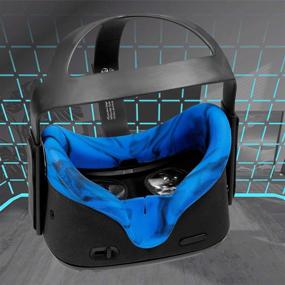 img 3 attached to 👁️ Enhance Your Oculus Quest Experience with Devansi VR Eye Silicone Cover - Sweatproof, Lightproof & Anti Light Leakage in Blue Camouflage Design