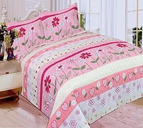 img 1 attached to 🌸 Mk Collection Pink Floral Bedspread Set for Teens/Girls - Brand New 3 Pc (Full/Queen)