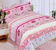 🌸 mk collection pink floral bedspread set for teens/girls - brand new 3 pc (full/queen) logo