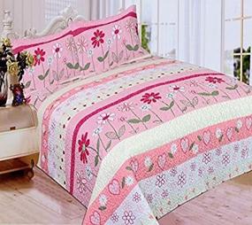 img 2 attached to 🌸 Mk Collection Pink Floral Bedspread Set for Teens/Girls - Brand New 3 Pc (Full/Queen)