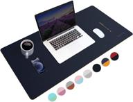 🟡 upcity dual sided desk pad - 35.4 x 16.9 inch office desk mat - ultra thin pu leather waterproof mouse pad - large desk blotter protector - desk writing mat for office & home - dark blue & ginger yellow logo