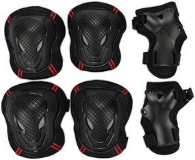 img 4 attached to 🛹 6PCS Adjustable Reflective Sports Protective Gear Set for Kids and Adults - Cycling, Roller Skating, Knee Elbow Wrist Pads Safety Support Guards Pad Set Equipment for Skateboard, BMX Bike, Inline Skating, Scooter