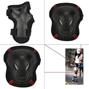 img 3 attached to 🛹 6PCS Adjustable Reflective Sports Protective Gear Set for Kids and Adults - Cycling, Roller Skating, Knee Elbow Wrist Pads Safety Support Guards Pad Set Equipment for Skateboard, BMX Bike, Inline Skating, Scooter