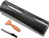 🚗 diyah 4d high gloss black carbon fiber vinyl car wrap film with bubble free air release - easy diy automotive decals + bonus gift knife and hand tool (12"x 60"/1 ft x 5 ft) logo