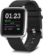 🌊 ip68 waterproof smartwatch: track blood pressure, heart rate, fitness & sleep for men and women - compatible with ios/android phones (silver) logo