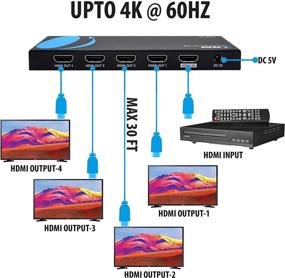 img 2 attached to 📺 OREI 1 в 4 выхода HDMI Сплиттер - 4K @ 60 Гц, HDCP 2.2, 18 Гбит/с, поддержка 3D, управление EDID