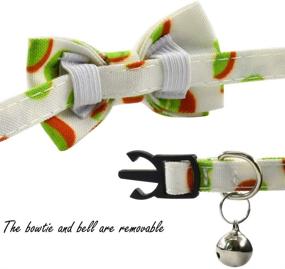 img 2 attached to 🐱 Ximipet Cat Collar Bow Tie with Bell: Stylish Breakaway Kitten Collar in Fruit/Plaid/Halloween/Christmas Designs - Quick Release Adjustable 7.5-11in