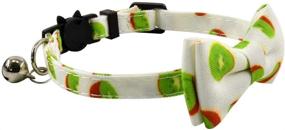 img 3 attached to 🐱 Ximipet Cat Collar Bow Tie with Bell: Stylish Breakaway Kitten Collar in Fruit/Plaid/Halloween/Christmas Designs - Quick Release Adjustable 7.5-11in