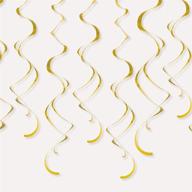 pack of 8 plastic hanging swirl gold decorations, 26 inches logo