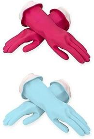 img 2 attached to 🧤 Premium Medium Waterblock Gloves 2-Pack in Pink/Blue by Casabella