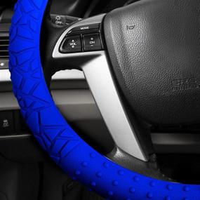 img 3 attached to FH Group FH3002DARKBLUE Dark Blue Steering Wheel Cover (Silicone W