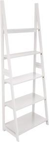 img 4 attached to 📚 Modern 5-Tier Ladder Bookshelf Organizer - White | Solid Rubberwood Frame | Amazon Basics