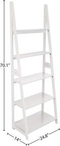 img 1 attached to 📚 Modern 5-Tier Ladder Bookshelf Organizer - White | Solid Rubberwood Frame | Amazon Basics