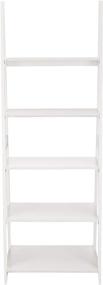 img 3 attached to 📚 Modern 5-Tier Ladder Bookshelf Organizer - White | Solid Rubberwood Frame | Amazon Basics