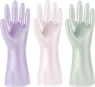 🧤 g store large rubber cleaning gloves: 3 pairs of pvc household gloves with cotton flocking lining - waterproof, non-slip, reusable logo