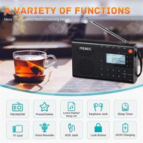 img 1 attached to 📻 PRUNUS J-401 Digital Radio Portable: Enhanced Shortwave, AM FM Tuner with MP3 Player, Recording & Lyric Display – Rechargeable, Double Speakers - AUX & TF Card Support