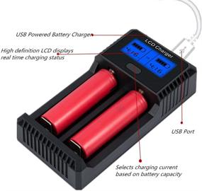 img 1 attached to 🔋 Versatile 18650 Charger: Smart 2 Bay Li-ion Battery Charger for Multiple Rechargeable Batteries - USB Charger with Universal LCD for 26650, 18500, 17335 & More - Ideal for Flashlights, Headlamps, and Electronics