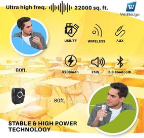 img 3 attached to 🔊 W WINBRIDGE S92 Pro Portable PA System: Bluetooth Speaker with Microphone - Wireless Voice Amplifier 25W for Presentation, Teaching, Karaoke, and More!