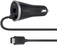 🔌 optimized belkin usb-c car charger with integrated usb-c cable (4ft/1.2m / 15 watt) for samsung galaxy s10, s10+, s10e, google pixel 3, nintendo switch and additional devices logo