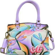 exquisite dragonfly glass painting on anna by anuschka small satchel logo