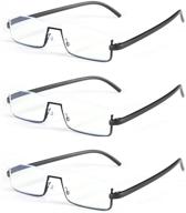 👓 3 pack blue light blocking reading glasses: lightweight half frame metal readers for men and women logo