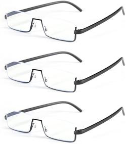 img 4 attached to 👓 3 Pack Blue Light Blocking Reading Glasses: Lightweight Half Frame Metal Readers for Men and Women