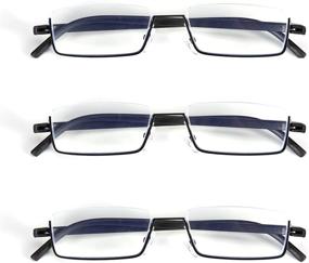 img 3 attached to 👓 3 Pack Blue Light Blocking Reading Glasses: Lightweight Half Frame Metal Readers for Men and Women