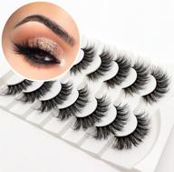 veleasha 18mm wispy faux mink lashes - fluffy handmade false eyelashes - natural look, 7 pairs pack - luxury cat eye lashes for a stunning 8d04 effect logo