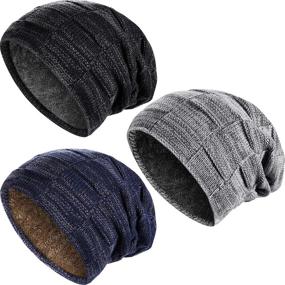img 4 attached to Geyoga Winter Beanie Hat for Men - Warm Slouchy Knitted Beanie Hat with Fleece Lining