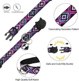 img 3 attached to 🐱 NaNa 3 PCS Cat Collars: Geometric Pattern Kitten Collars with Safety Bell and Adjustable Breakaway Feature