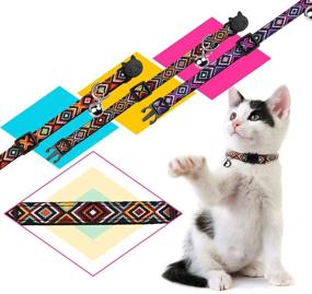 img 1 attached to 🐱 NaNa 3 PCS Cat Collars: Geometric Pattern Kitten Collars with Safety Bell and Adjustable Breakaway Feature