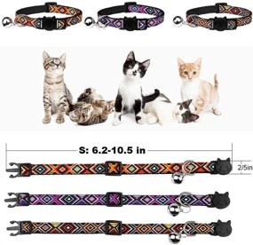 img 2 attached to 🐱 NaNa 3 PCS Cat Collars: Geometric Pattern Kitten Collars with Safety Bell and Adjustable Breakaway Feature