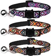 🐱 nana 3 pcs cat collars: geometric pattern kitten collars with safety bell and adjustable breakaway feature logo