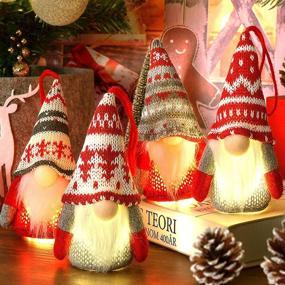 img 4 attached to 🎅 Baodlon Gnome Christmas Ornaments with LED Lights - Handmade Swedish Tomte Xmas Gnomes Plush Dolls, Scandinavian Santa Elf Table Ornaments - Lighting Hanging Tree Decorations for Home Decor (4 Pack)