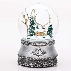 img 1 attached to 🏰 Roman 5.5" Musical Cottage Glitterdome - Silver Base, Windup 100MM
