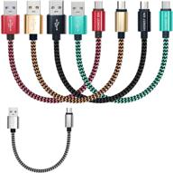 🔌 compact and durable 1ft 5-pack short micro usb cables: nylon braided chargers for power banks and android cell phones - compatible with samsung, htc, lg, and more logo