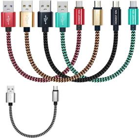 img 1 attached to 🔌 Compact and Durable 1ft 5-Pack Short Micro USB Cables: Nylon Braided Chargers for Power Banks and Android Cell Phones - Compatible with Samsung, HTC, LG, and More