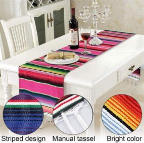 img 3 attached to 🎉 PETRIP Fiesta Party Supplies: Vibrant Mexican Décor Set with Serape Table Runner, Paper Hollow Fans, Pom Poms Flowers & More for Cinco de Mayo, Birthdays, and Weddings!