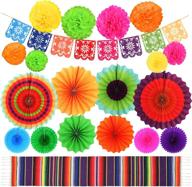 🎉 petrip fiesta party supplies: vibrant mexican décor set with serape table runner, paper hollow fans, pom poms flowers & more for cinco de mayo, birthdays, and weddings! логотип