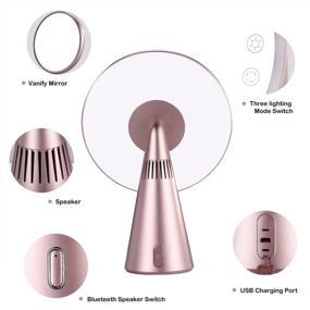 img 3 attached to Rose Gold 3-in-1 Vanity Mirror with Bluetooth Speaker, Lights, and Magnification by Eachbeauty: A Makeup Mirror Designed for Enhanced User Experience