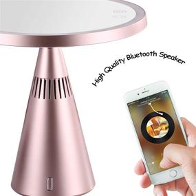 img 1 attached to Rose Gold 3-in-1 Vanity Mirror with Bluetooth Speaker, Lights, and Magnification by Eachbeauty: A Makeup Mirror Designed for Enhanced User Experience